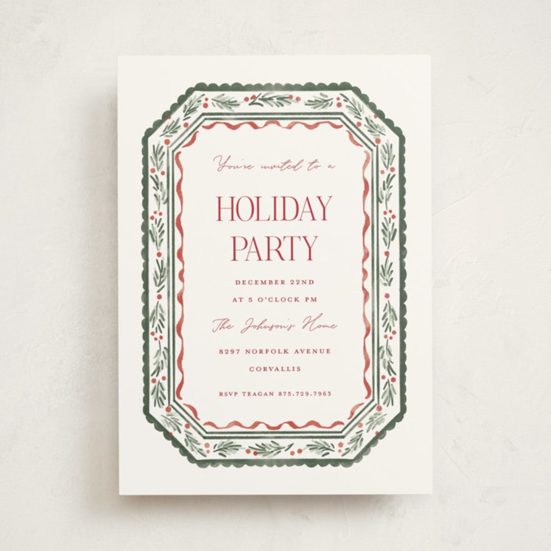 "festive framework" - Party Invitations in Evergreen by Rebecca Durflinger - Front
