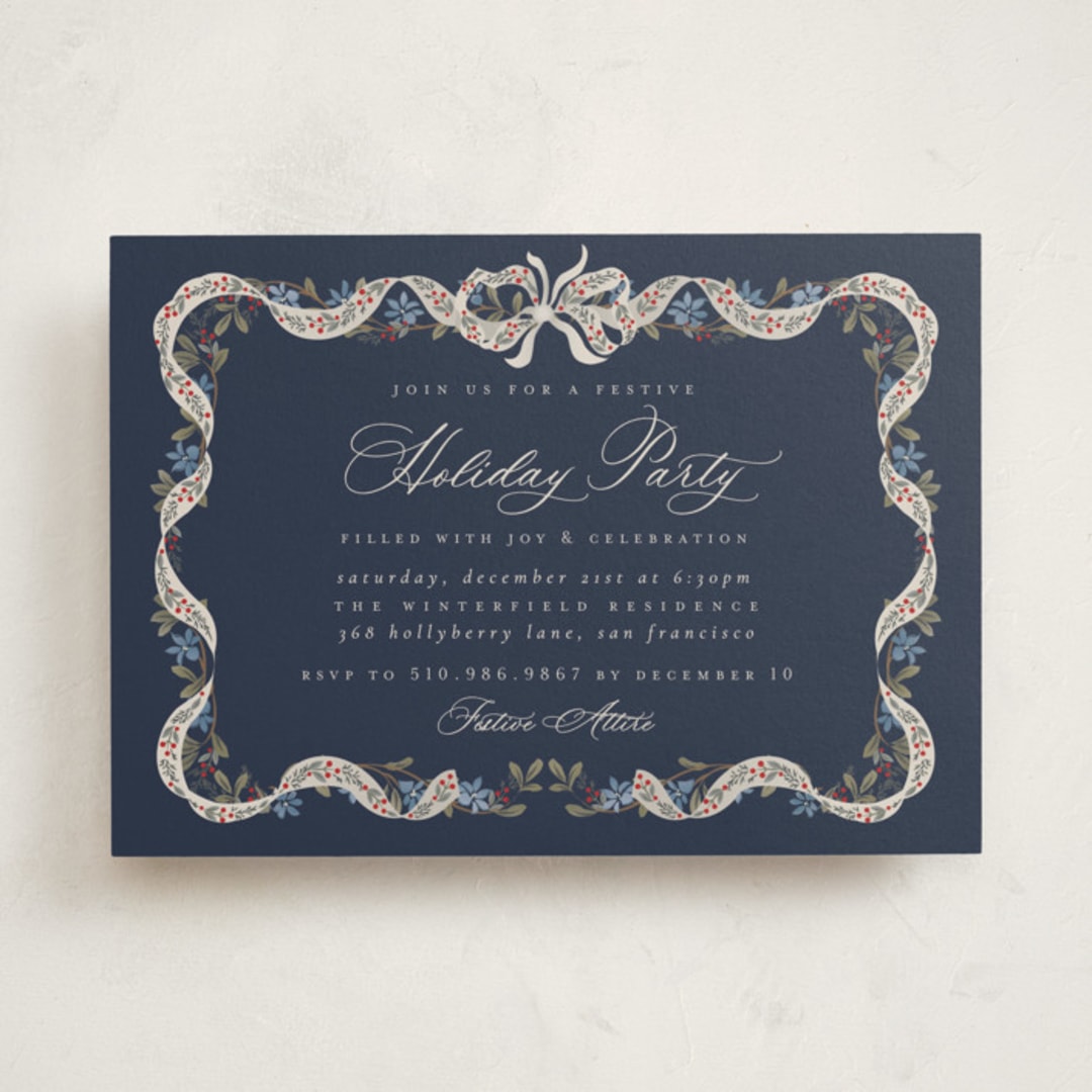 "Wrapped in Greenery" - Party Invitations in Blue Spruce by Ana de Sousa - Front