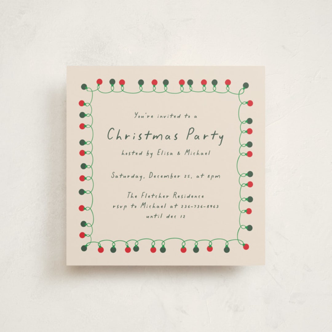 "Christmas Lights" - Party Invitations in Chardonnay by Sherley Ferreira - Front
