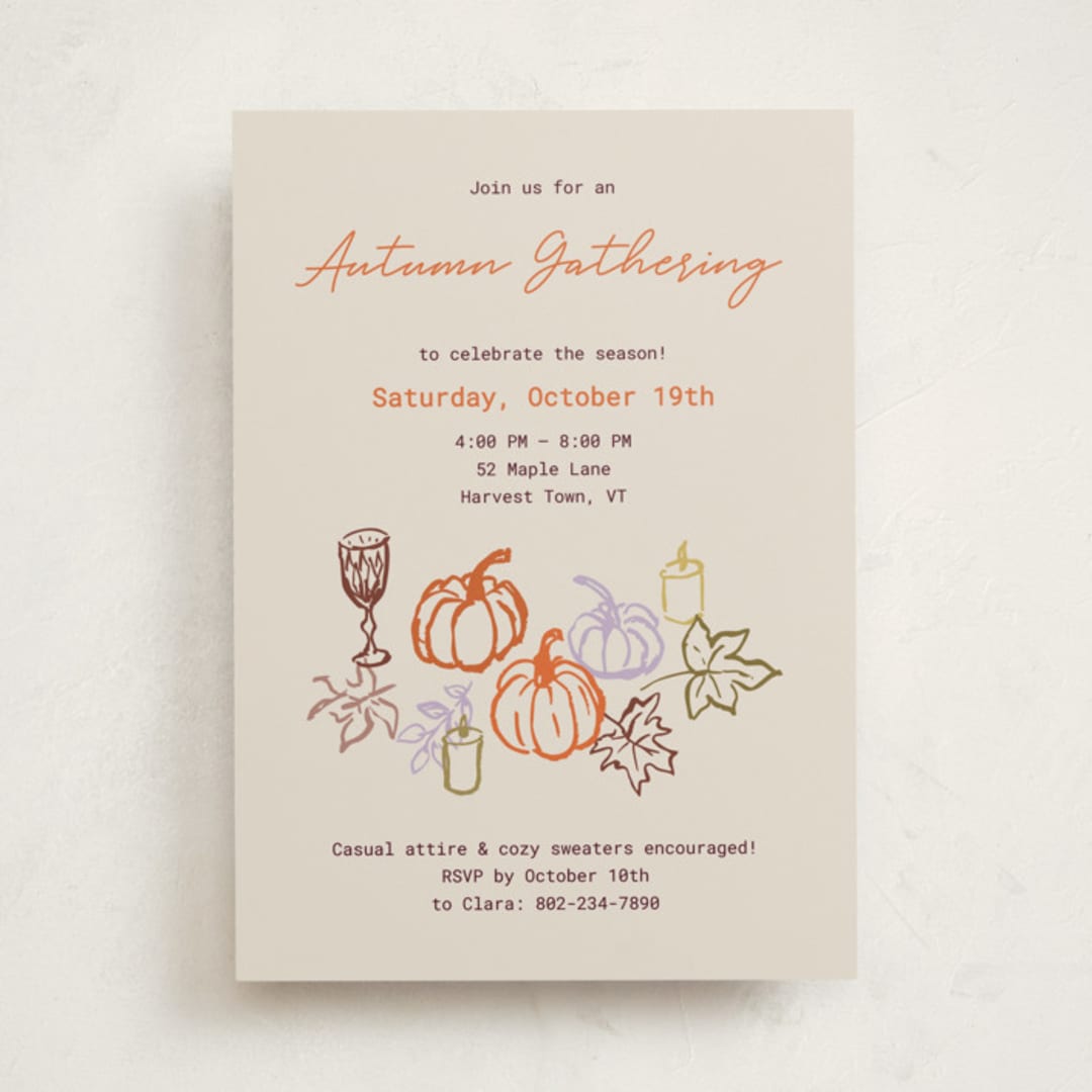 "Autumn Evenings" - Party Invitations in Pumpkin Spice by Cass Loh - Front