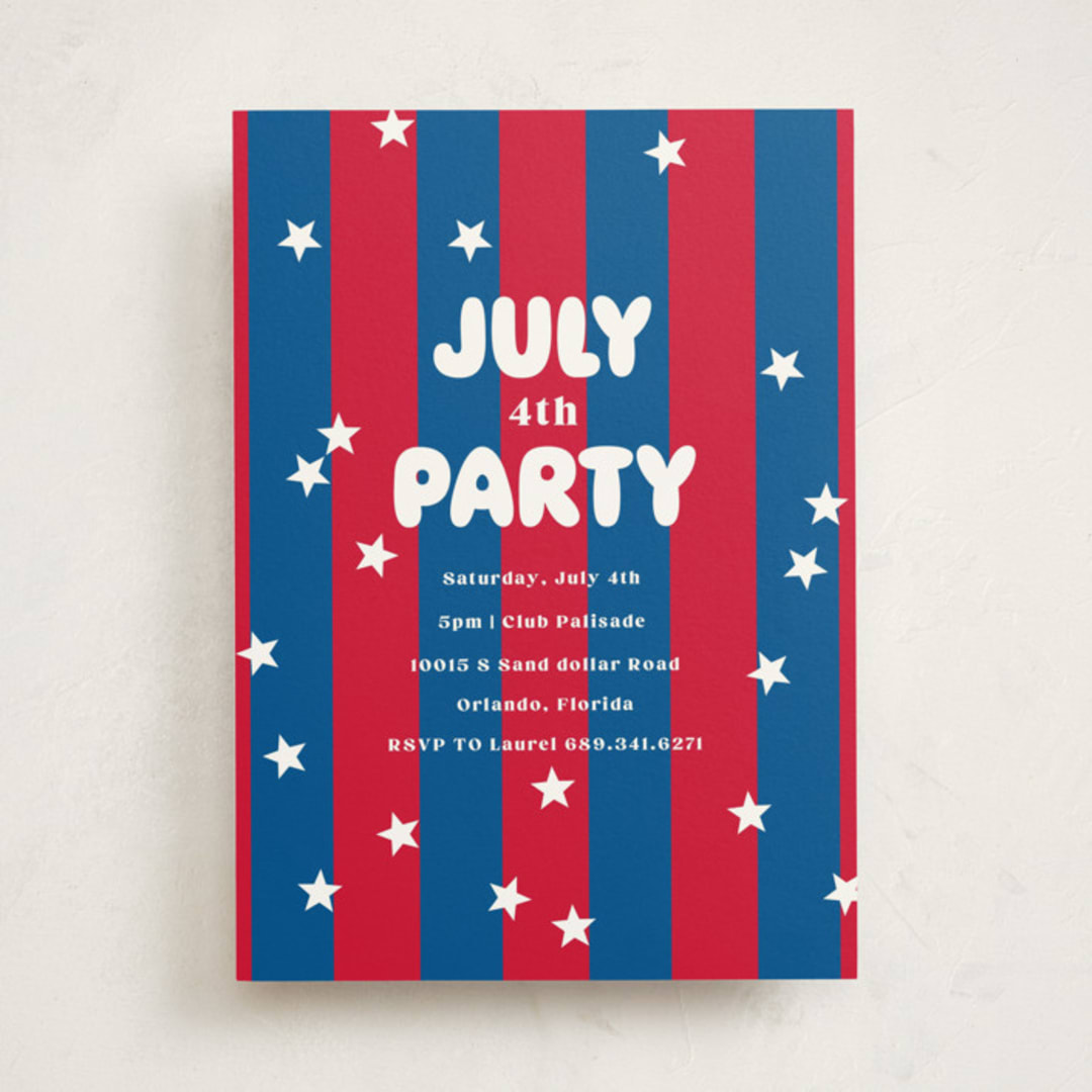 "Party in the USA" - Party Invitations in Crimson by Baumbirdy - Front