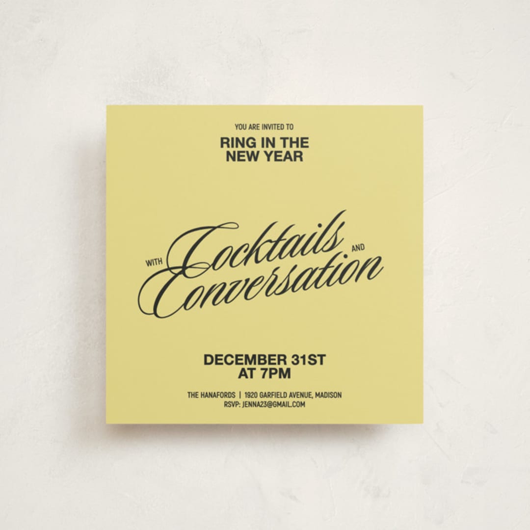 "Cocktails and Convos" - Party Invitations in Butter by Inkblot Design - Front
