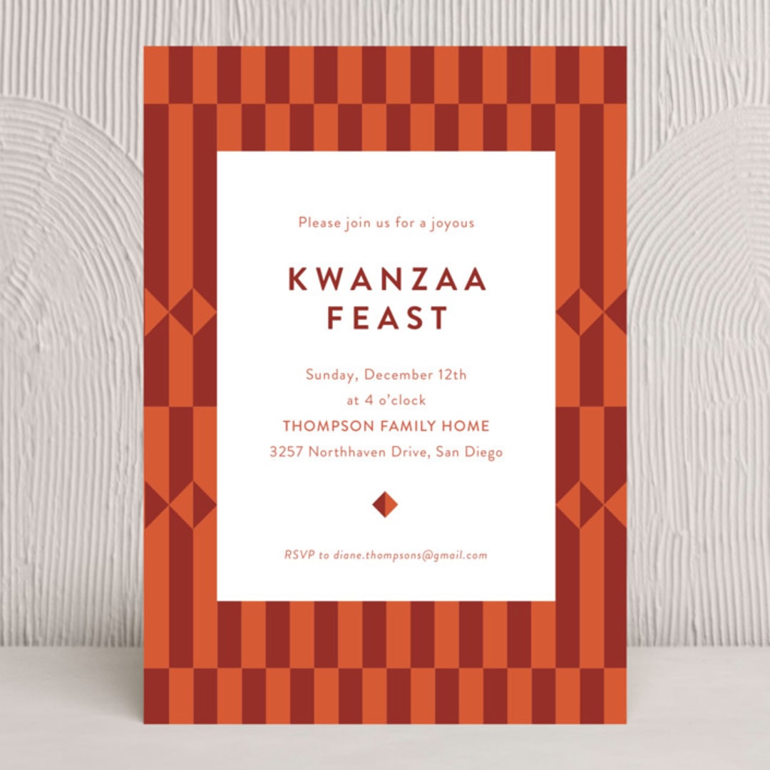 "Kente Cloth" - Party Invitations in Scarlet by Anelle Mostert - Front