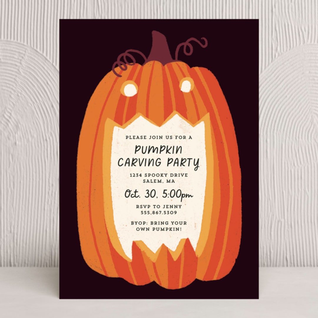 "Eat, Drink, and be Scary" - Party Invitations in Midnight by Rebecca Smith - Front