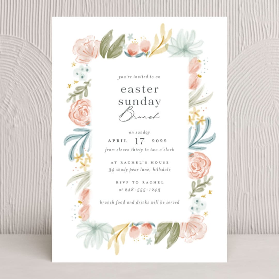 "Blooming Brunch" - Party Invitations in Rose by Ashley DeMeyere - Front