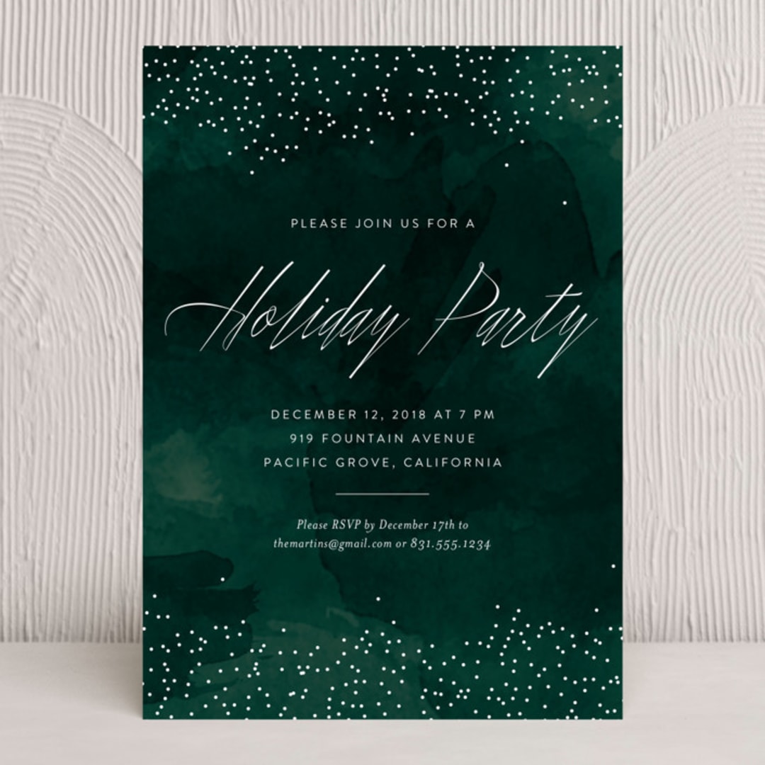 "Glitter on Emerald" - Party Invitations in Emerald by Erin Deegan - Front