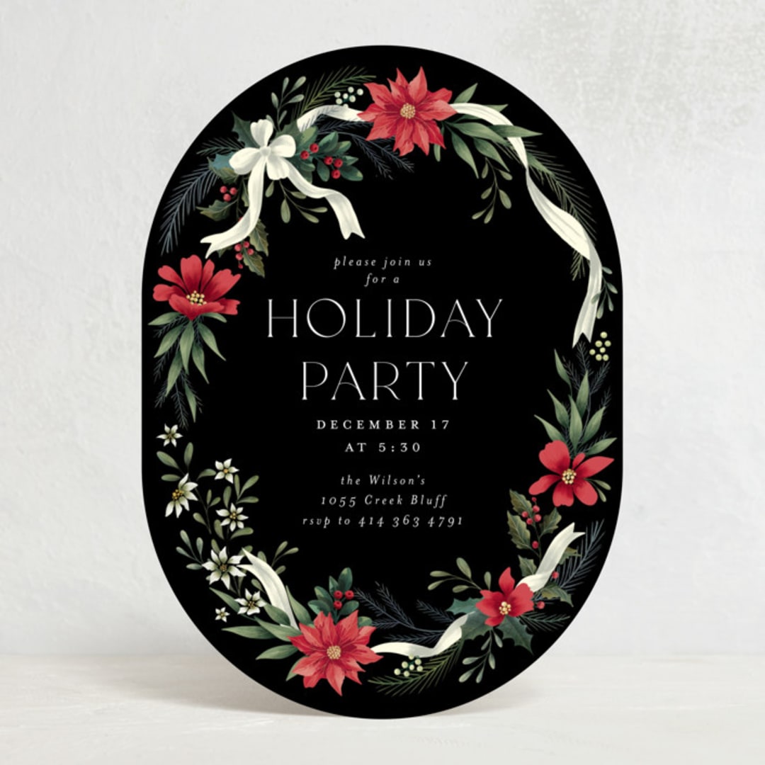 "A Holiday Party" - Party Invitations in Ebony by Chris Griffith - Front