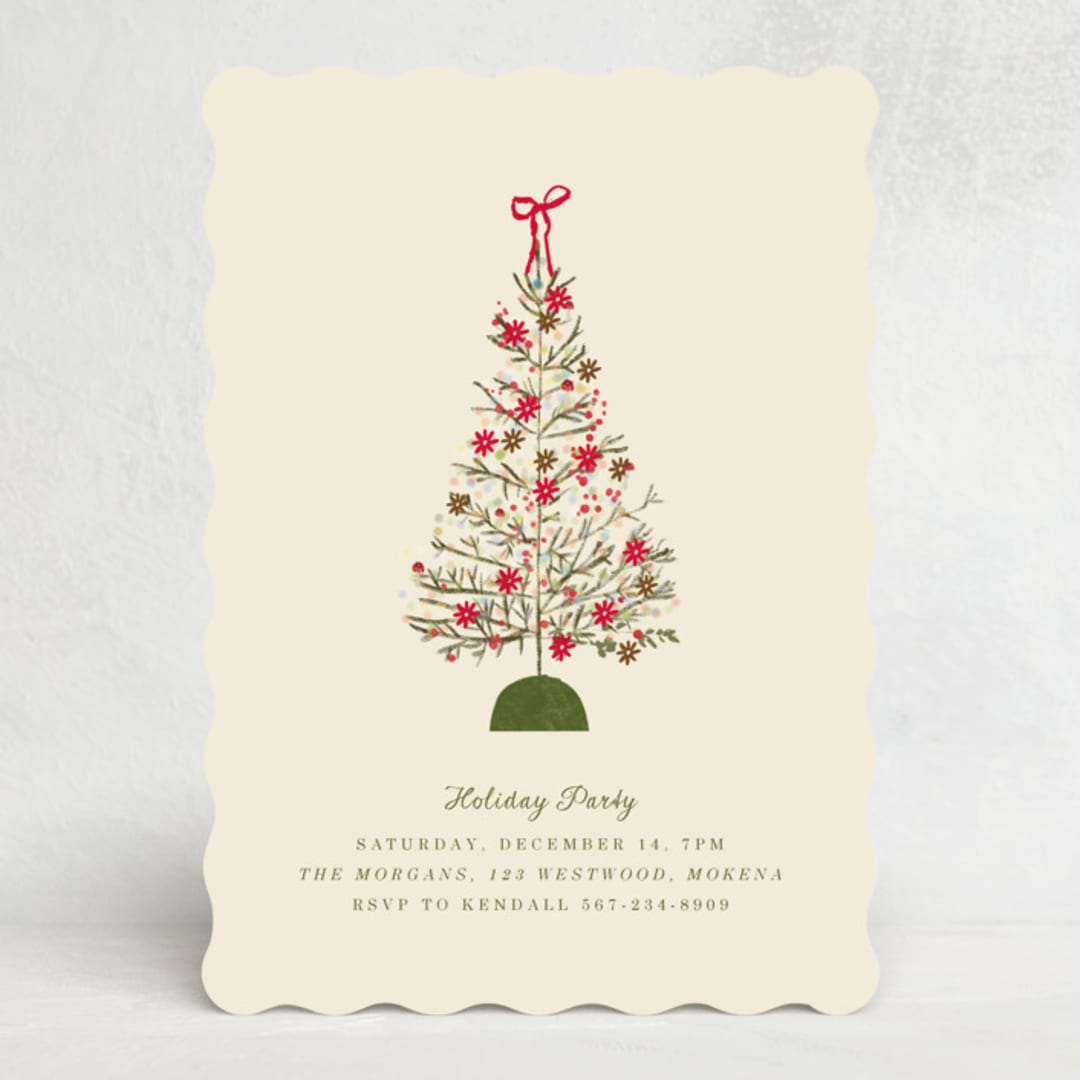 "Holiday Tree Party" - Party Invitations in Cream by Baumbirdy - Front