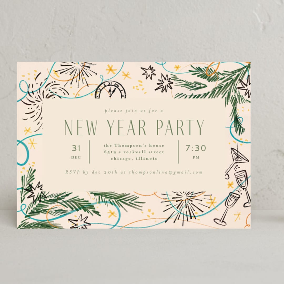 "Festive" - Party Invitations in Champagne by Anastasia Makarova - Front