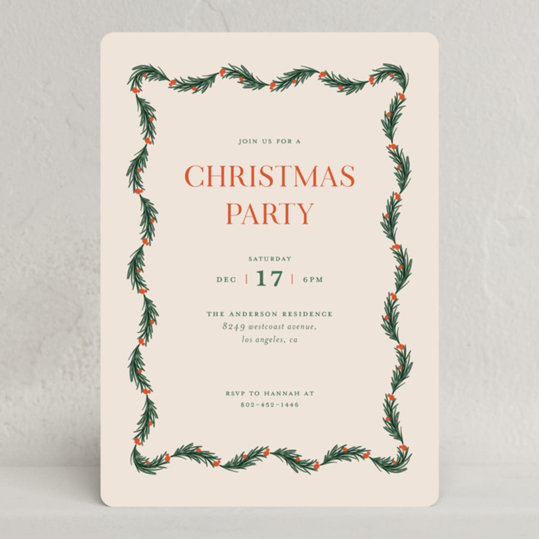 "Garland" - Party Invitations in Balsam Fir by Claudia Orengo - Front