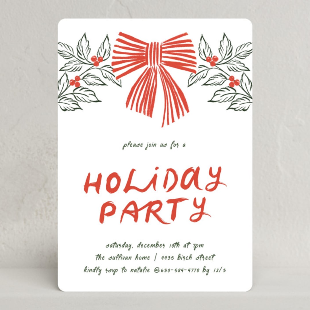"party bow" - Party Invitations in Poinsettia by Angela Marzuki - Front