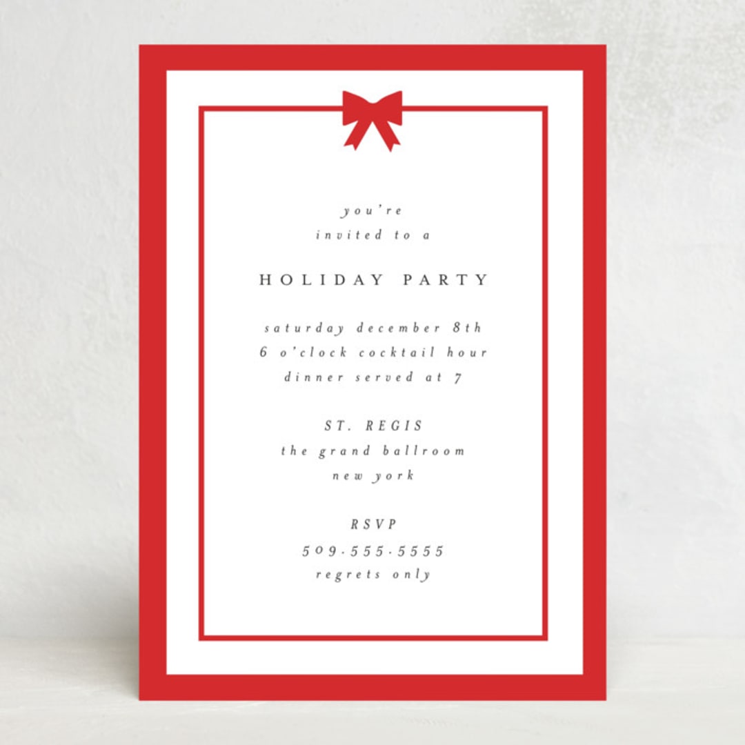 "Bow" - Party Invitations in Holly Berry by AK Graphics - Front