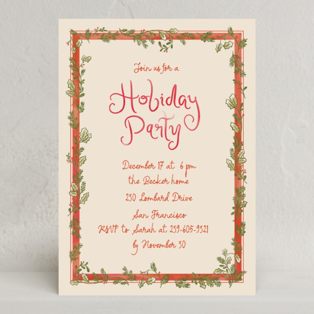"Vintage Winter frame" - Party Invitations in Pudding by Creo Study - Front