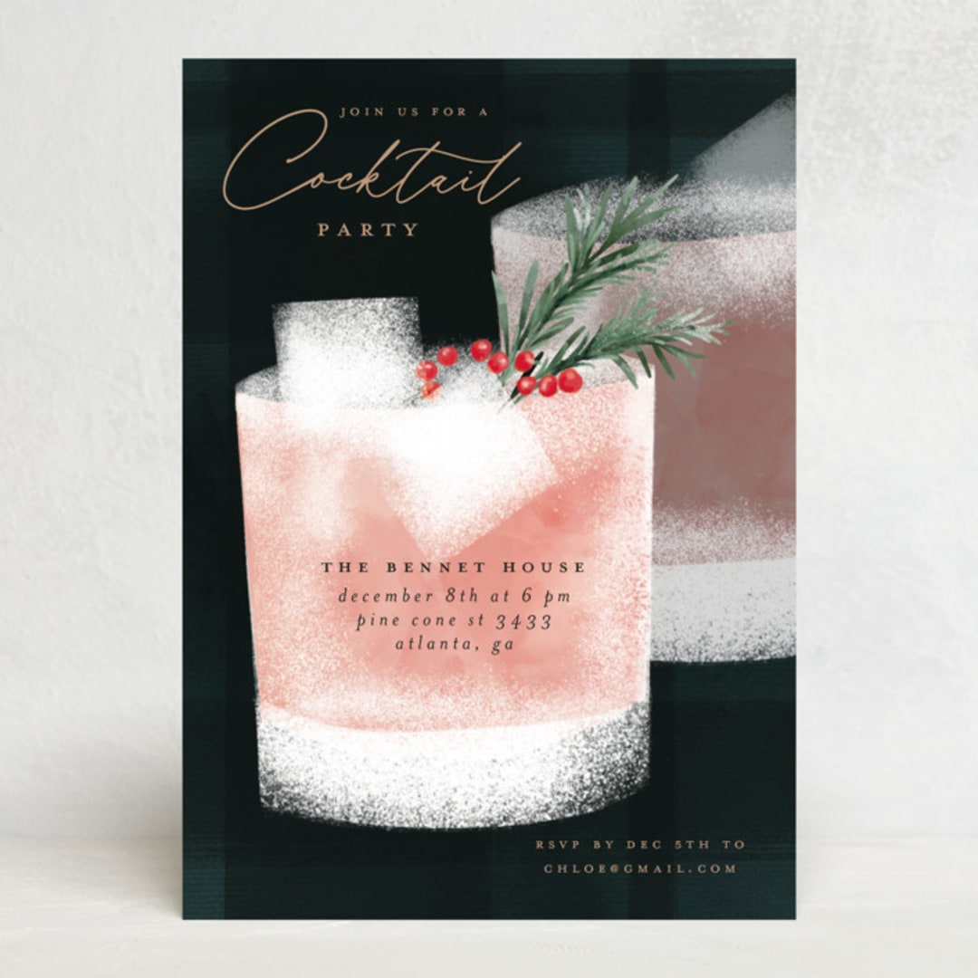 "Xmas Cocktails" - Party Invitations in Black Pine by Petra Kern - Front