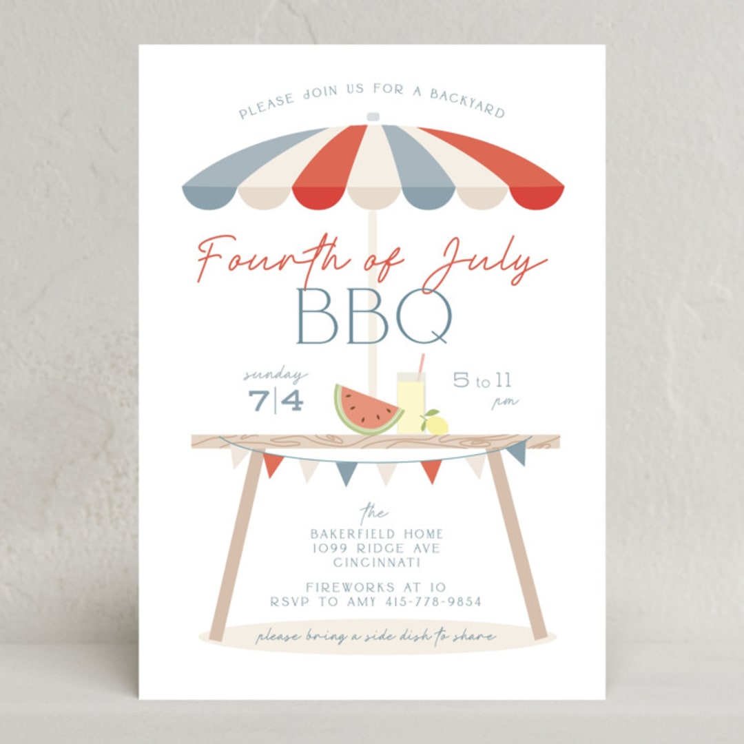 "Red White & Blue BBQ" - Party Invitations in Whipped Cream by Susan Zinader - Front