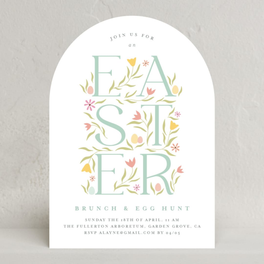 "Easter Garden" - Party Invitations in Teal by Angela Thompson - Front