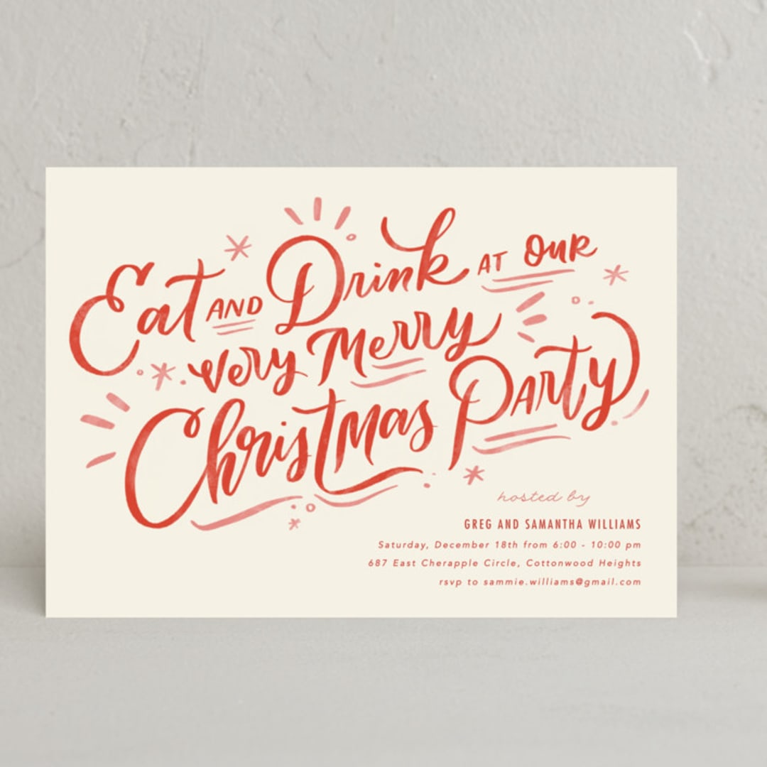 "Very Merry Party" - Party Invitations in Peppermint by Stephanie Hawkes - Front