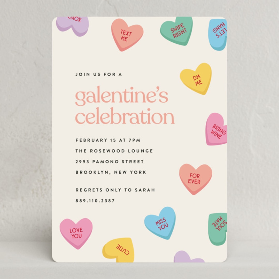 "candy hearts" - Party Invitations in Pastel by Ellen Schlegelmilch - Front