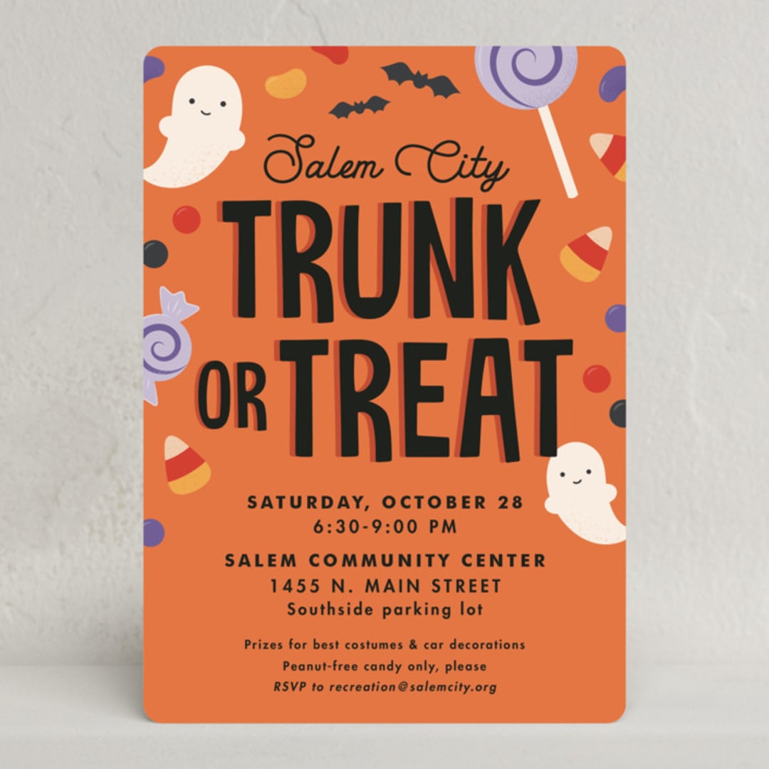 "Spooky Sweets" - Party Invitations in Pumpkin by Kacey Kendrick Wagner - Front