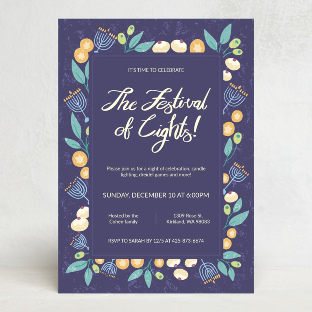 "Festival of Lights Party Invitation" - Party Invitations in Grape by Julia Simons - Front