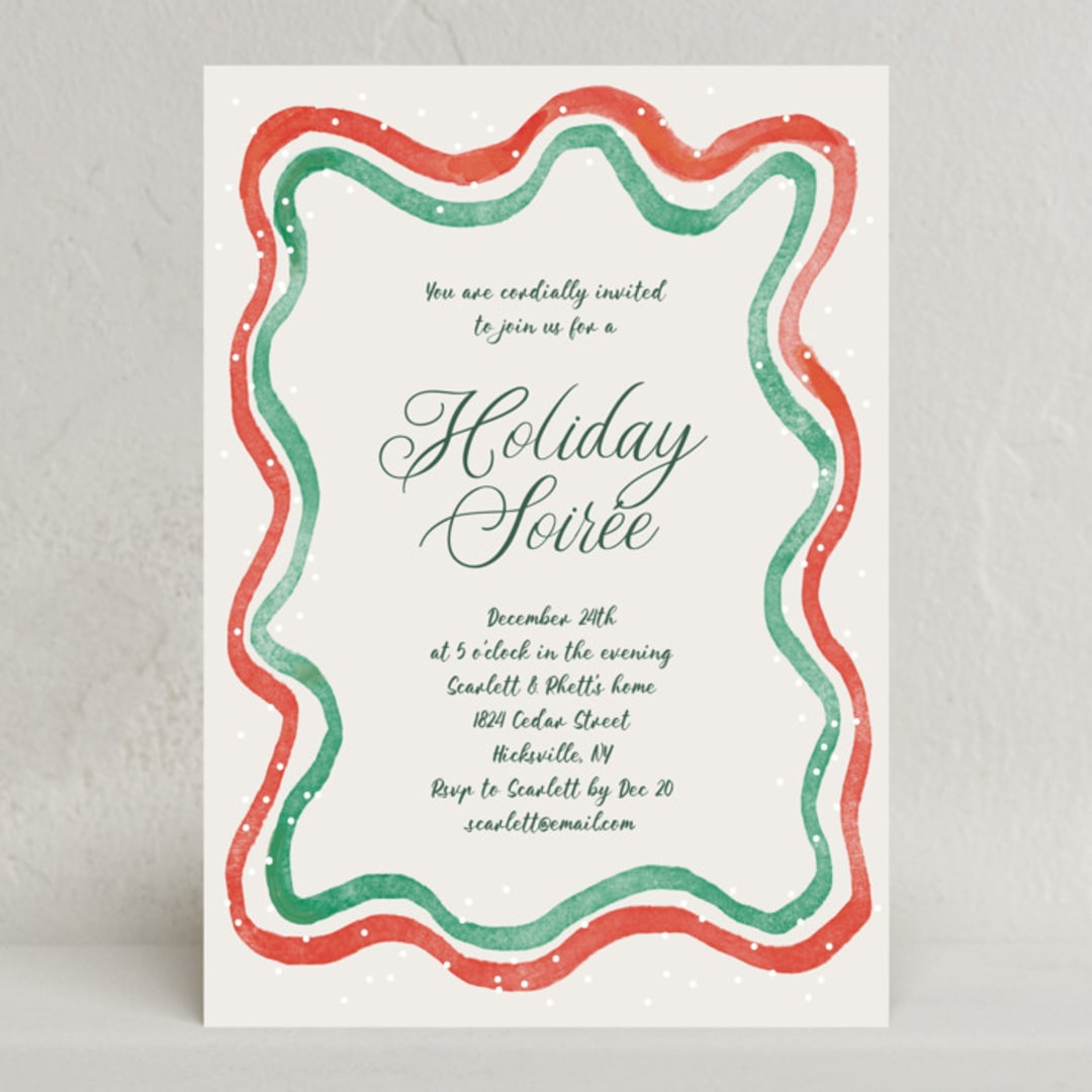 "Watercolor wavy edge" - Party Invitations in Stocking by Cass Loh - Front