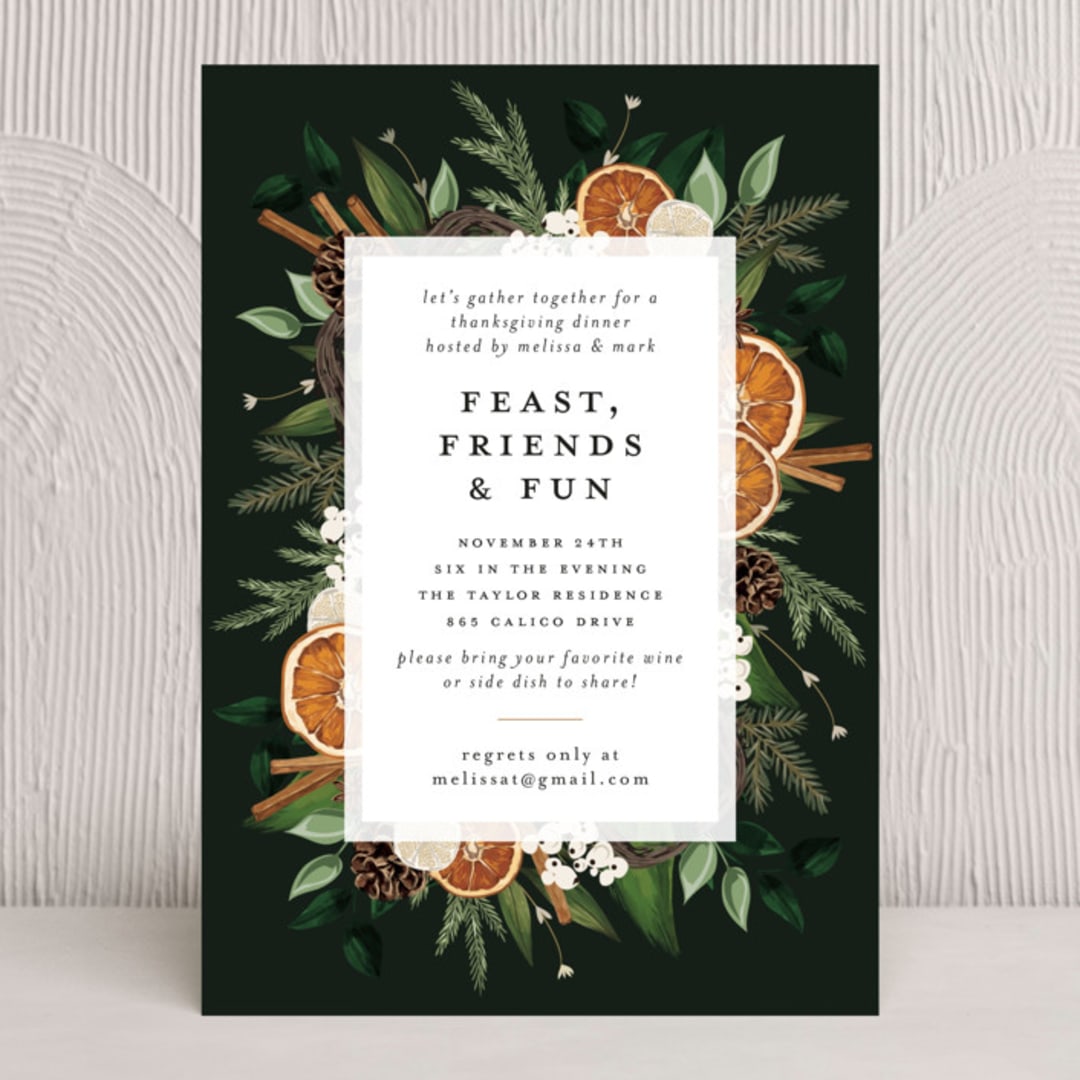 "Fruitful Holiday" - Party Invitations in Midnight by Susan Moyal - Front