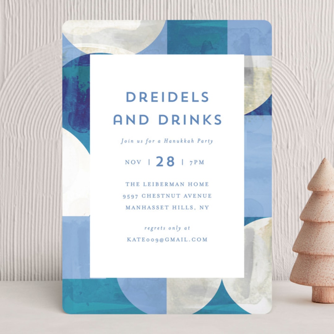 "Geo Colorblock" - Party Invitations in Dusty blue by AK Graphics - Front