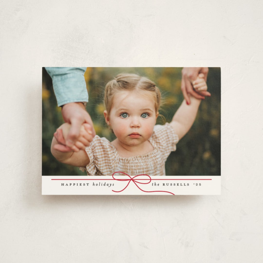 "Petite Bow" - Holiday Cards in Poinsettia by Erica Krystek - Front