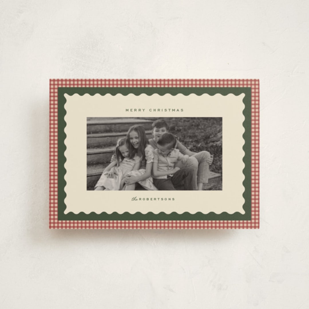 "gingham layers" - Holiday Cards in Cranberry by Ellen Schlegelmilch - Front