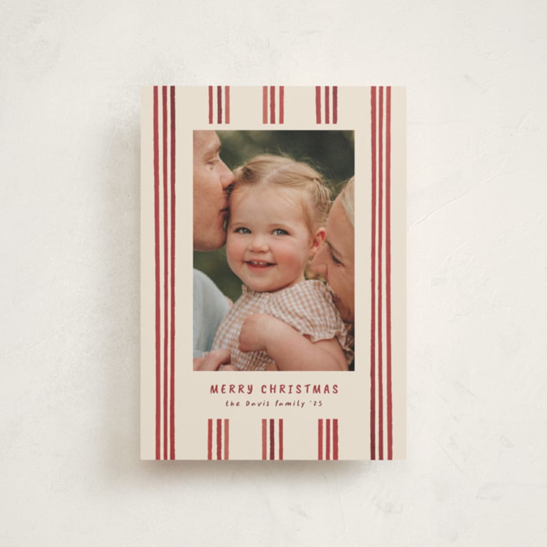 "painted lines" - Holiday Cards in Berry by Christy Hy Lee - Front