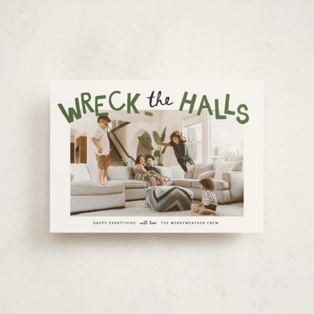 "wreck the halls with boughs of jolly" - Holiday Cards in Tree Farm by Kamala Nahas - Front