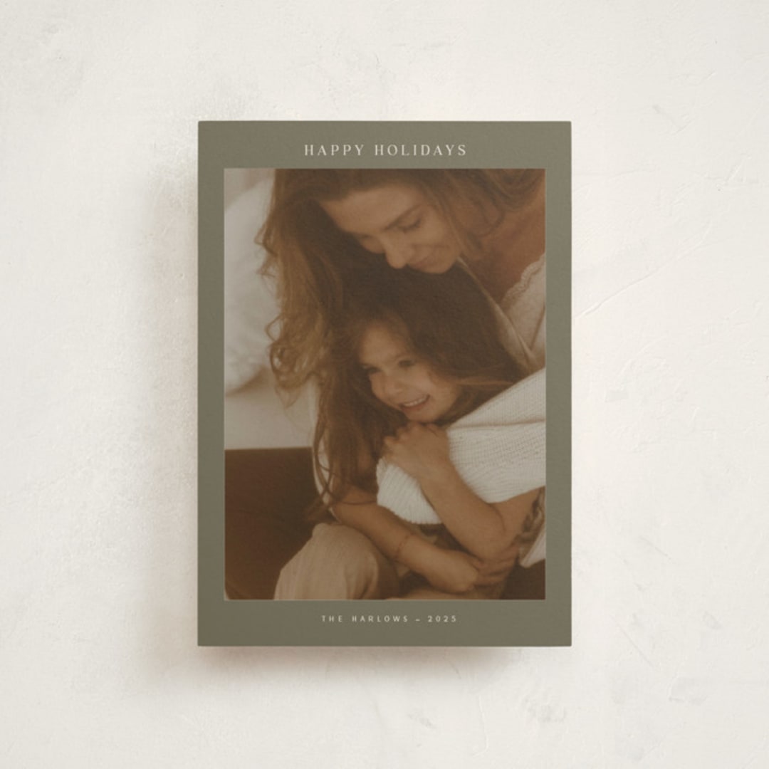 "Harlow" - Holiday Cards in Sage by Nicole Walsh - Front