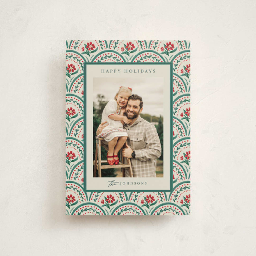 "Tapestry Holiday" - Holiday Cards in Emerald by Chris Griffith - Front