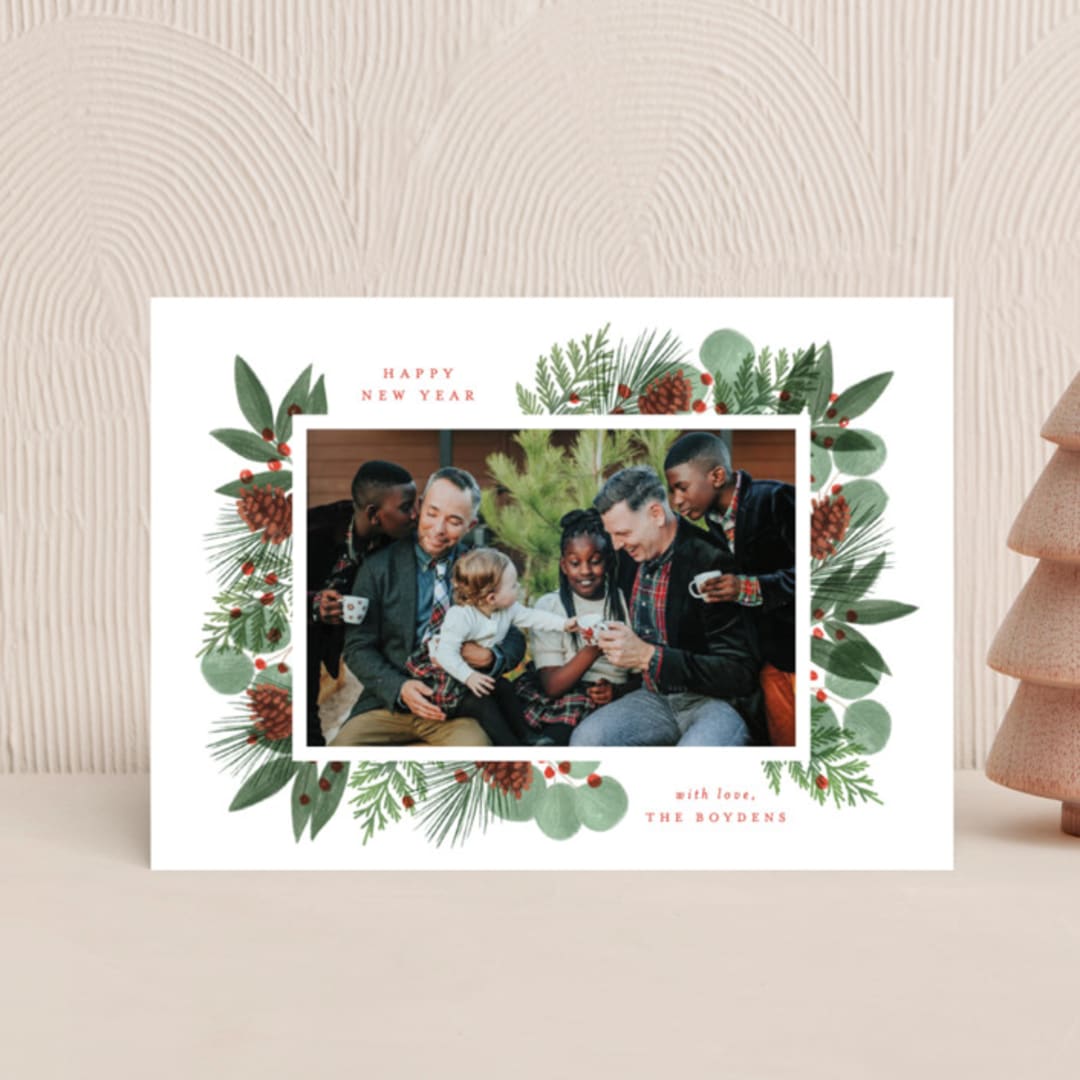 "Merry Holiday Greenery" - Holiday Cards in Holly by Brooke Chandler - Front