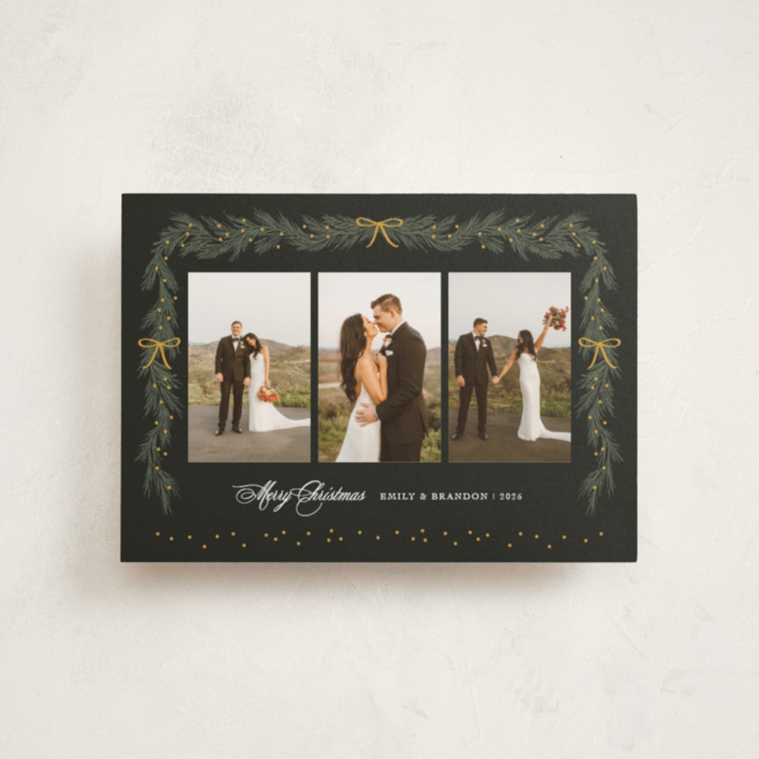 "Ribbon Garland" - Holiday Cards in Midnight by Elly - Front