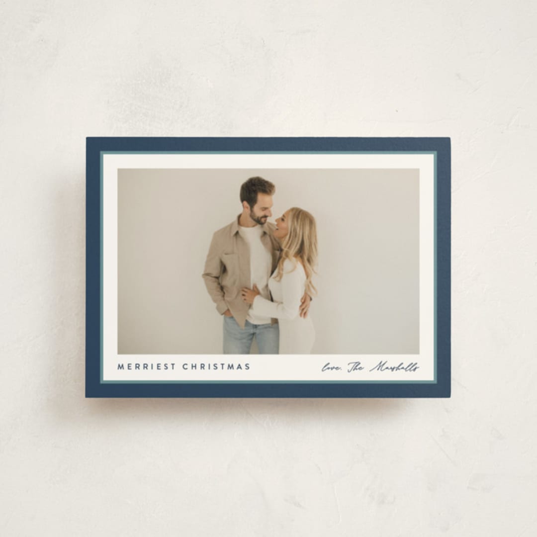 "Ribbon Frame" - Holiday Cards in Glacier by Carolyn MacLaren - Front