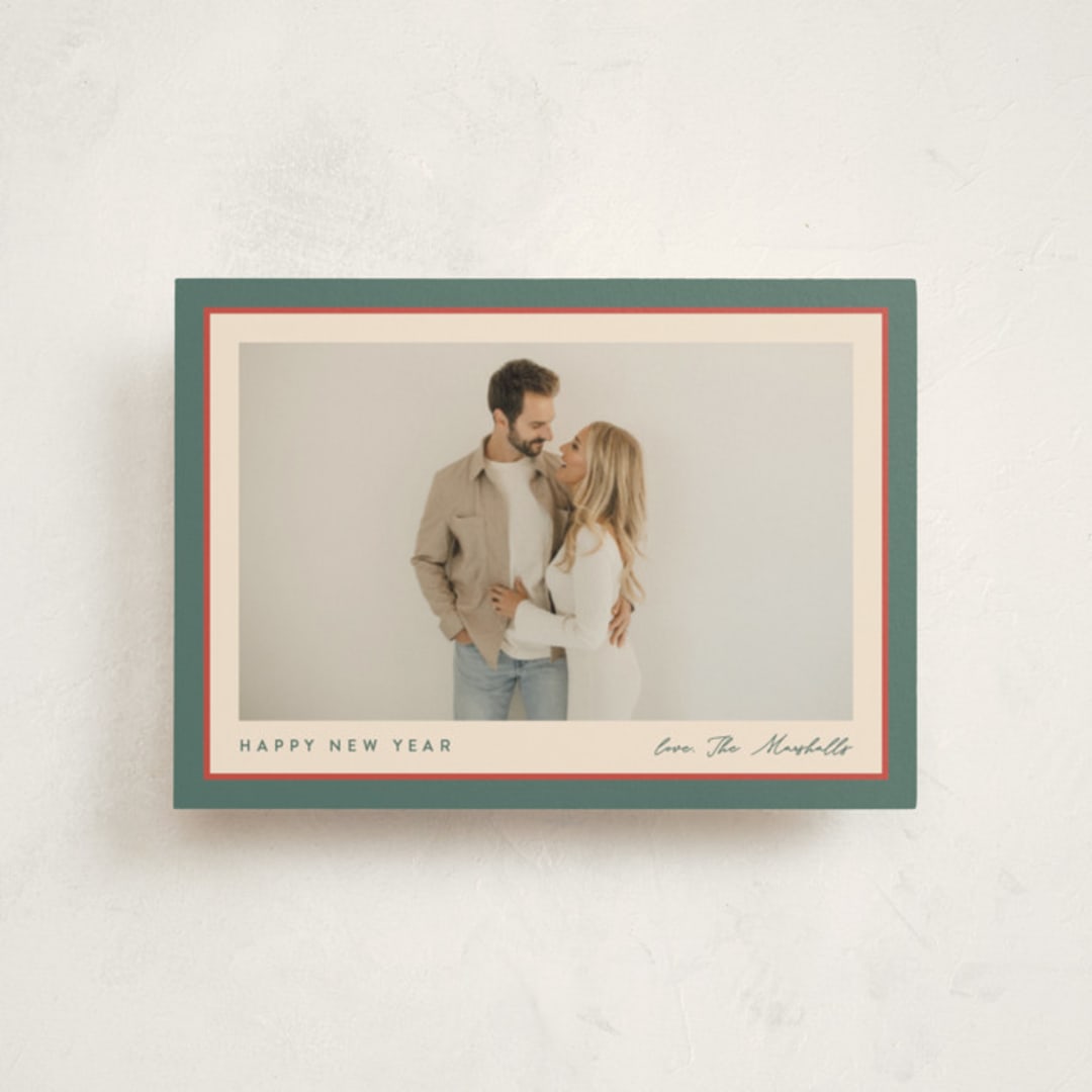 "Ribbon Frame" - Holiday Cards in Holly Sprig by Carolyn MacLaren - Front