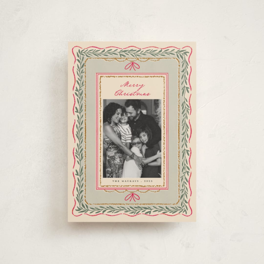 "Rustic Romance" - Holiday Cards in Wreath by Leia Matt - Front