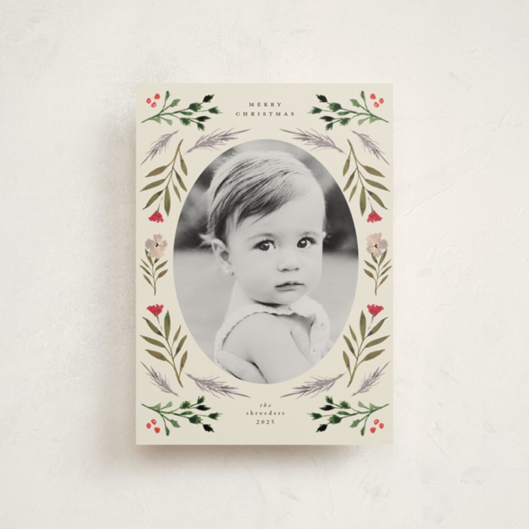 "Merry Round" - Holiday Cards in Buttercream by Lindsay Megahed - Front