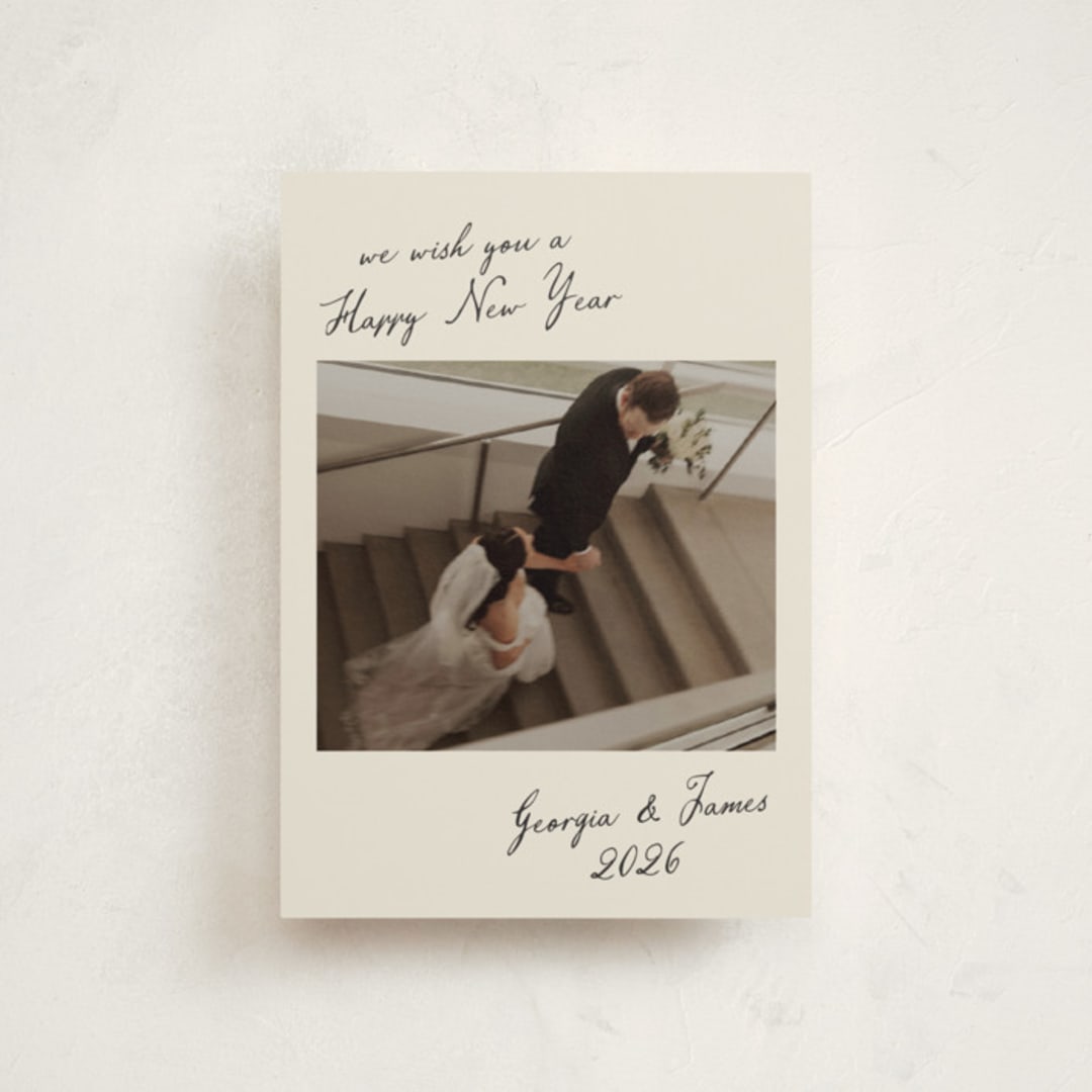 "New Year Note" - Holiday Cards in Sandstone by Nicole Walsh - Front