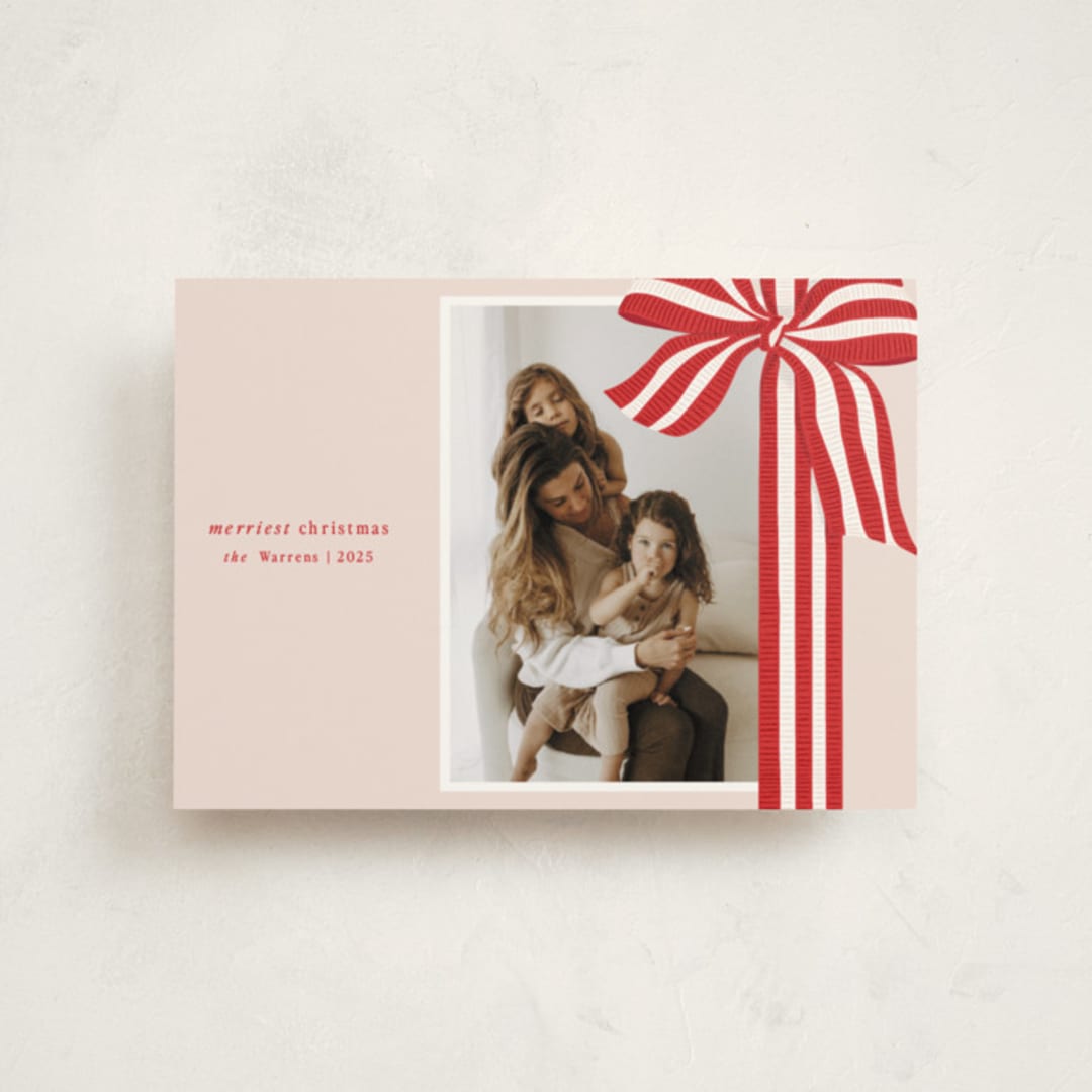 "ribbon wrapped" - Holiday Cards in Poinsettia by Angela Marzuki - Front