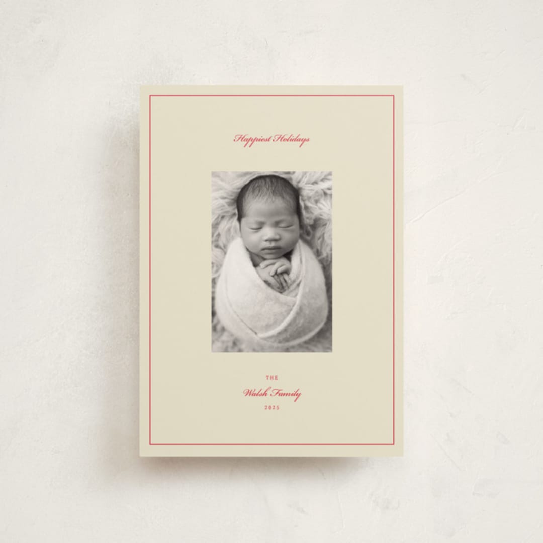 "Simply Modern" - Holiday Cards in Crimson by Jen Ramsey - Front