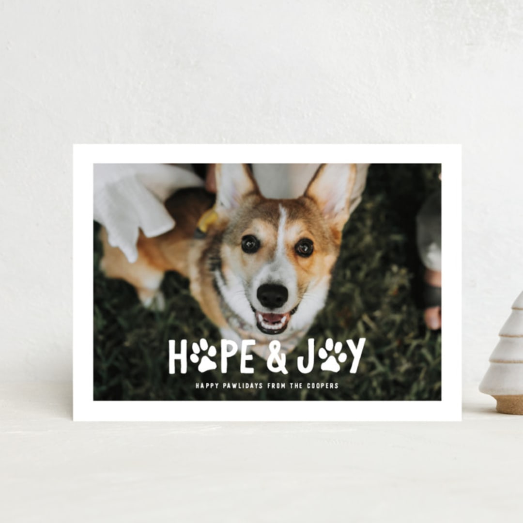 "Puppy Love and Joy" - Holiday Cards in Snow by Hooray Creative - Front