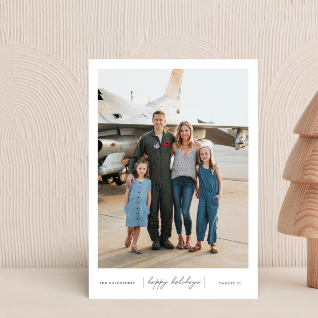 "Happiness" - Holiday Cards in Navy by That Girl Press - Front
