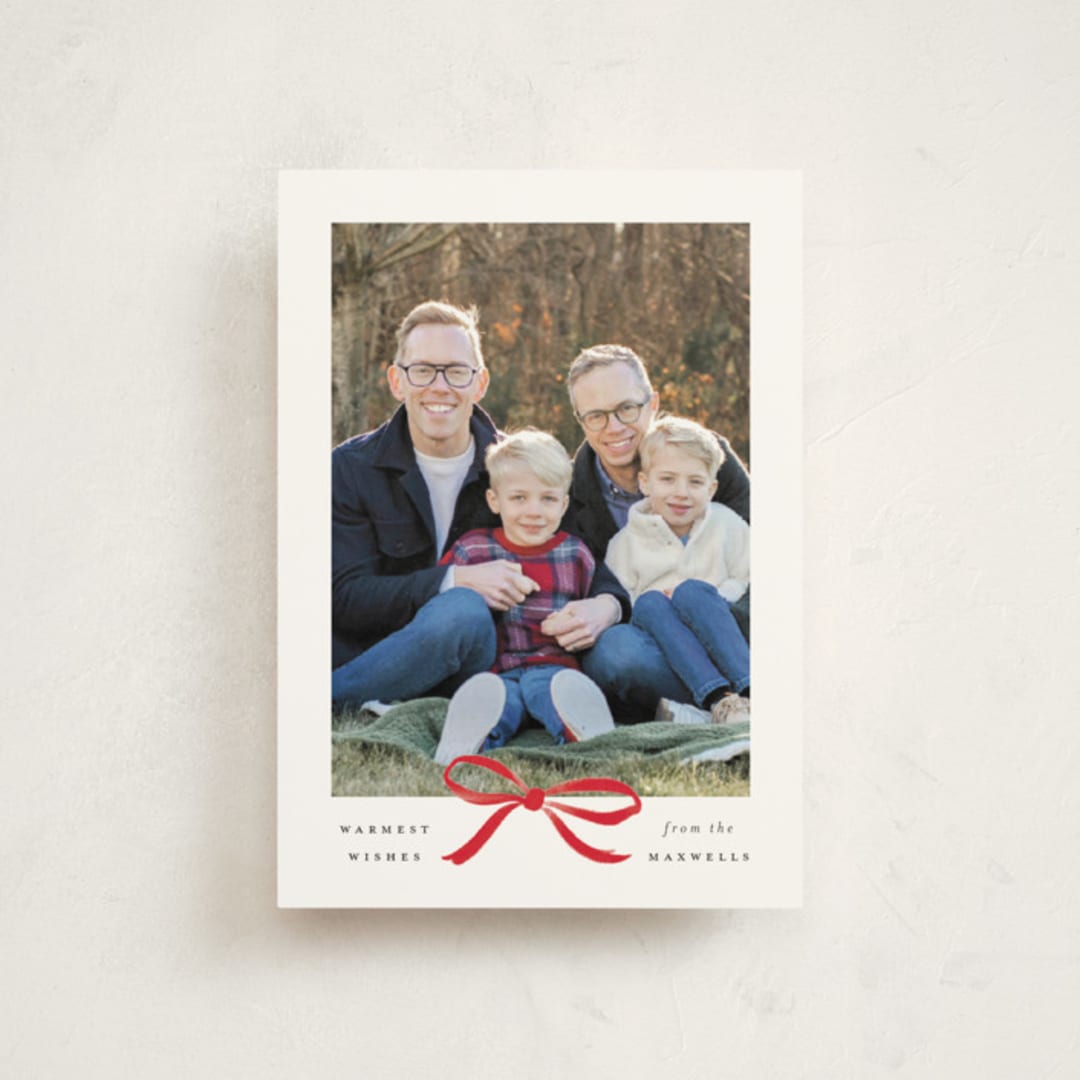 "Crimson Bow" - Holiday Cards in Crimson by Olivia Kanaley Inman - Front