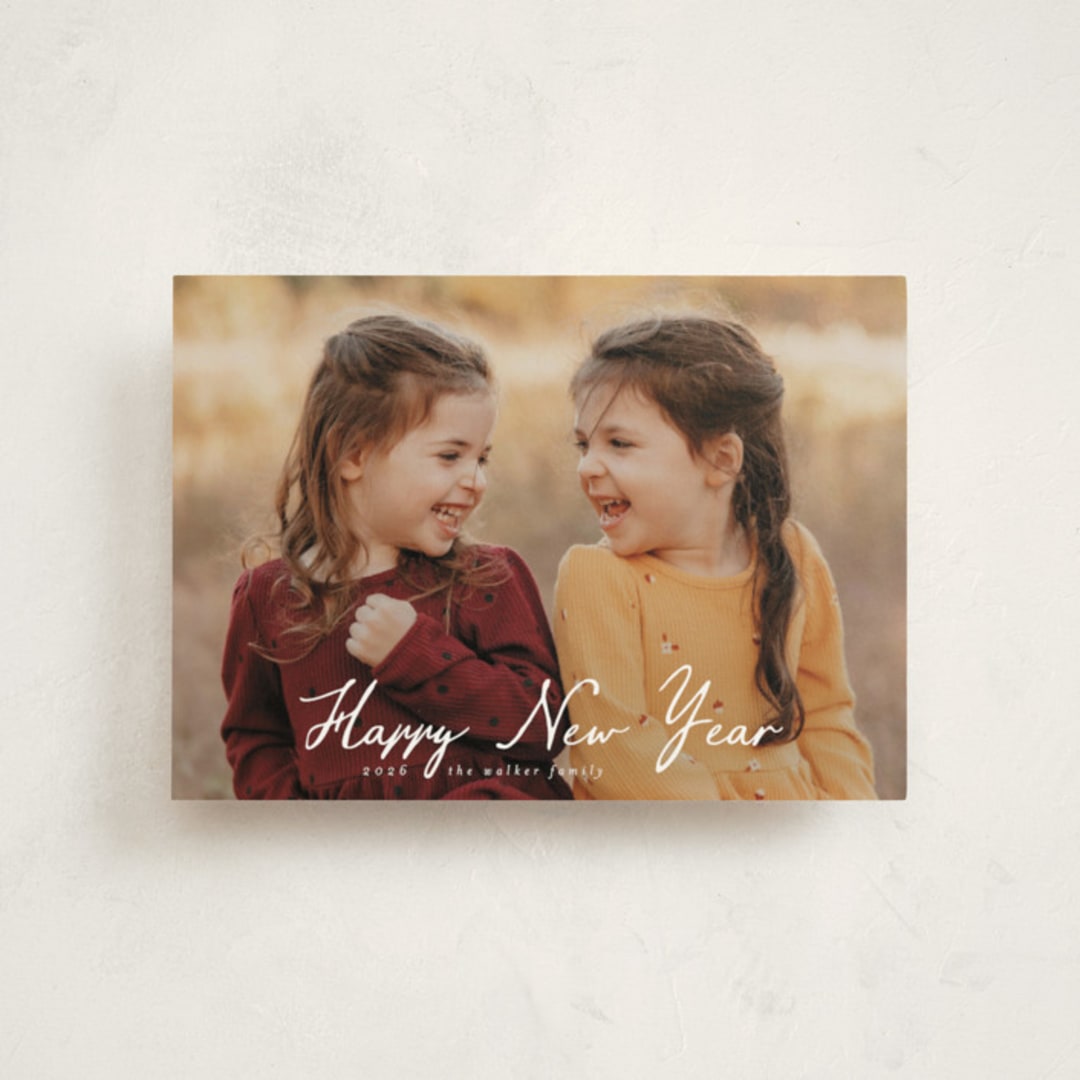 "Winter Greetings" - Holiday Cards in Snow by Ashley Iwafuchi - Front