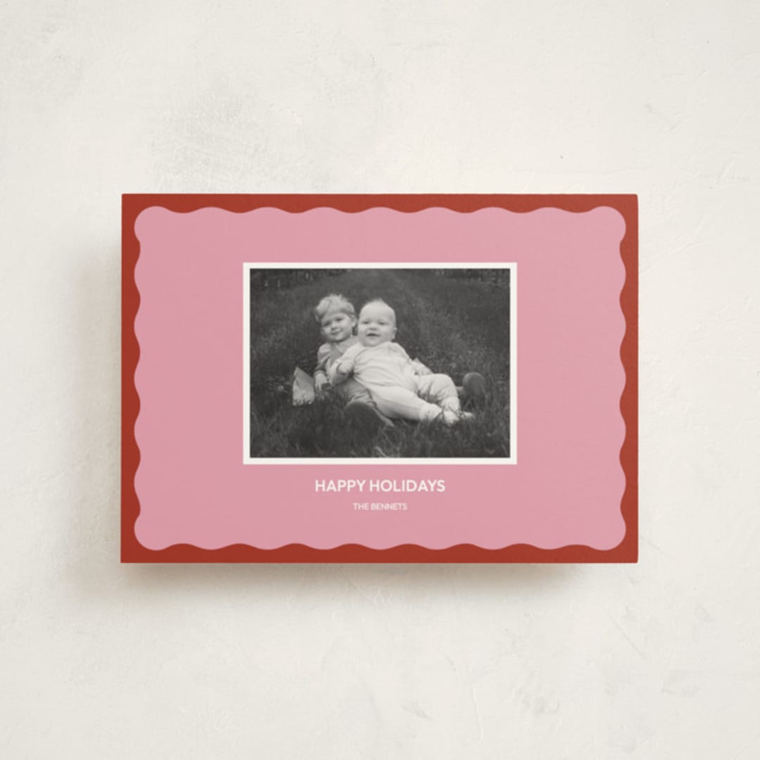 "Color Wave" - Holiday Cards in Raspberry by Helena Vitto - Front