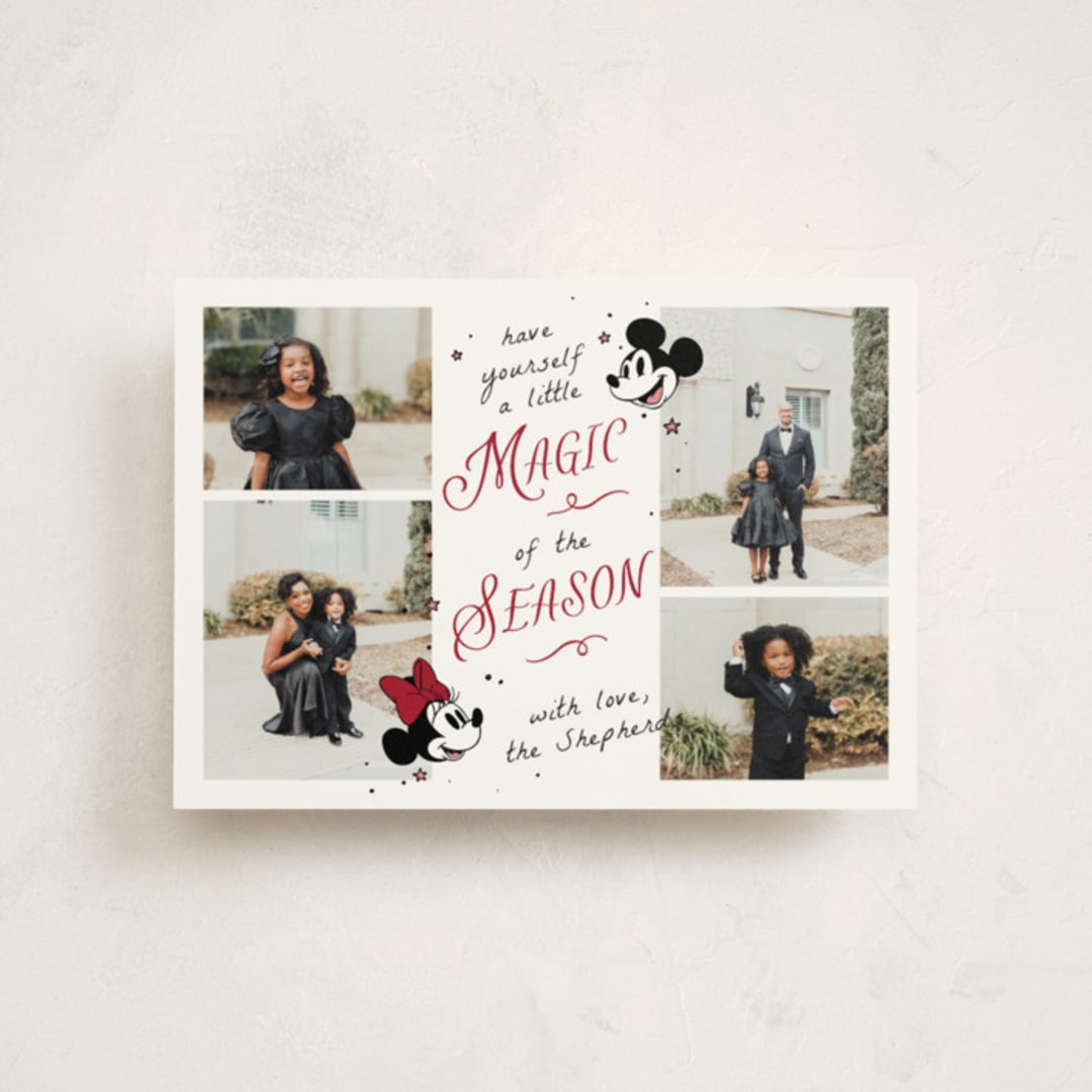 "Disney's Mickey Minnie Magical Season" - Holiday Cards in Cherry by letterfix - Front