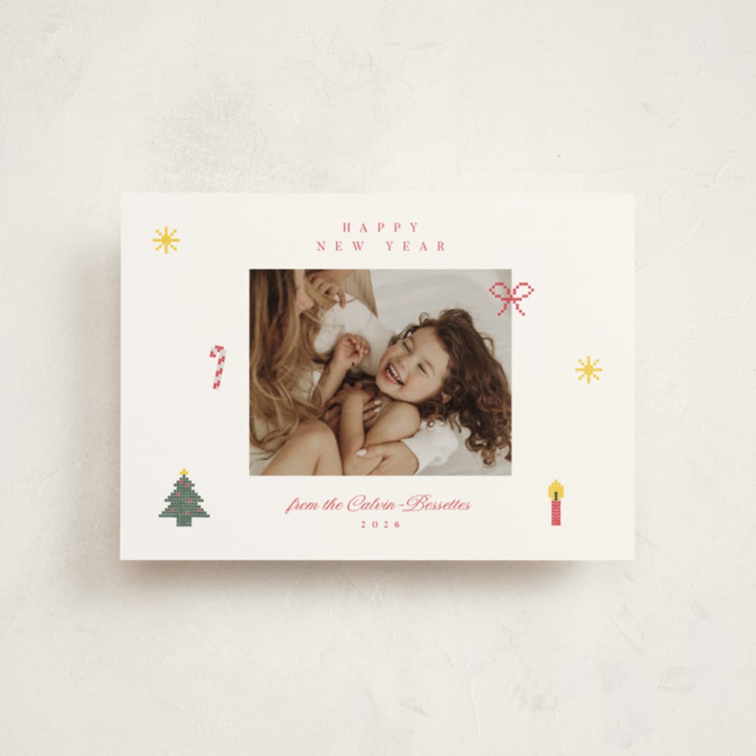 "Cross Stitch Christmas" - Holiday Cards in Snow by Studio Suku - Front