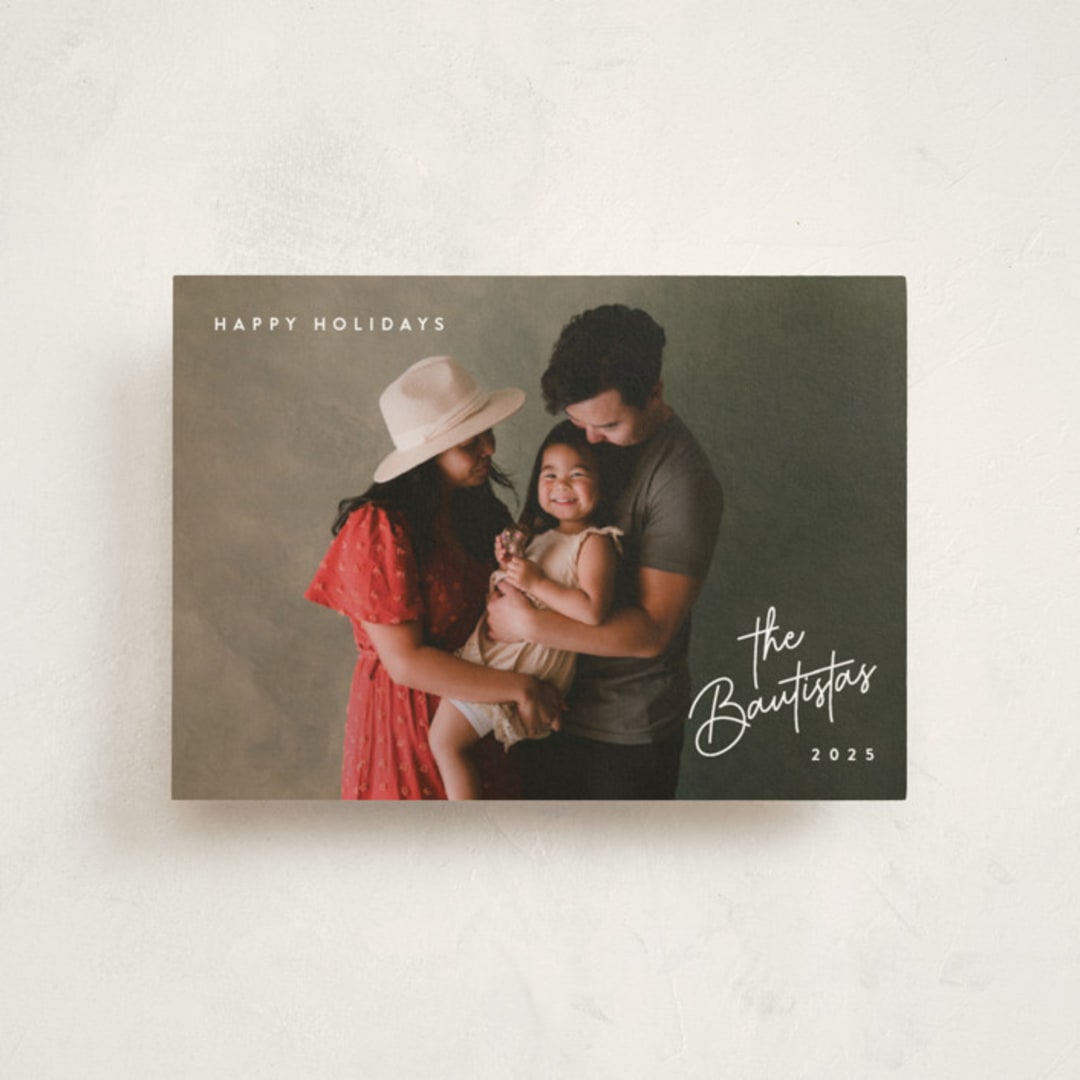 "Sans and Signature" - Holiday Cards in Snow by Hooray Creative - Front